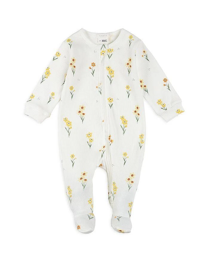 Petit Lem Girls' Daffodils Print Ribbed Sleeper Footie - Baby 1
