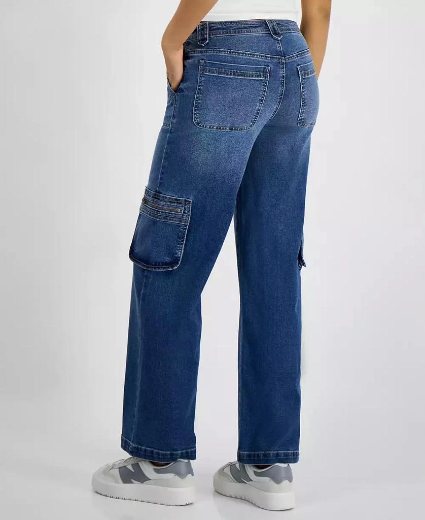 Celebrity Pink Juniors' Mid-Rise Wide-Leg Cargo Jeans 4