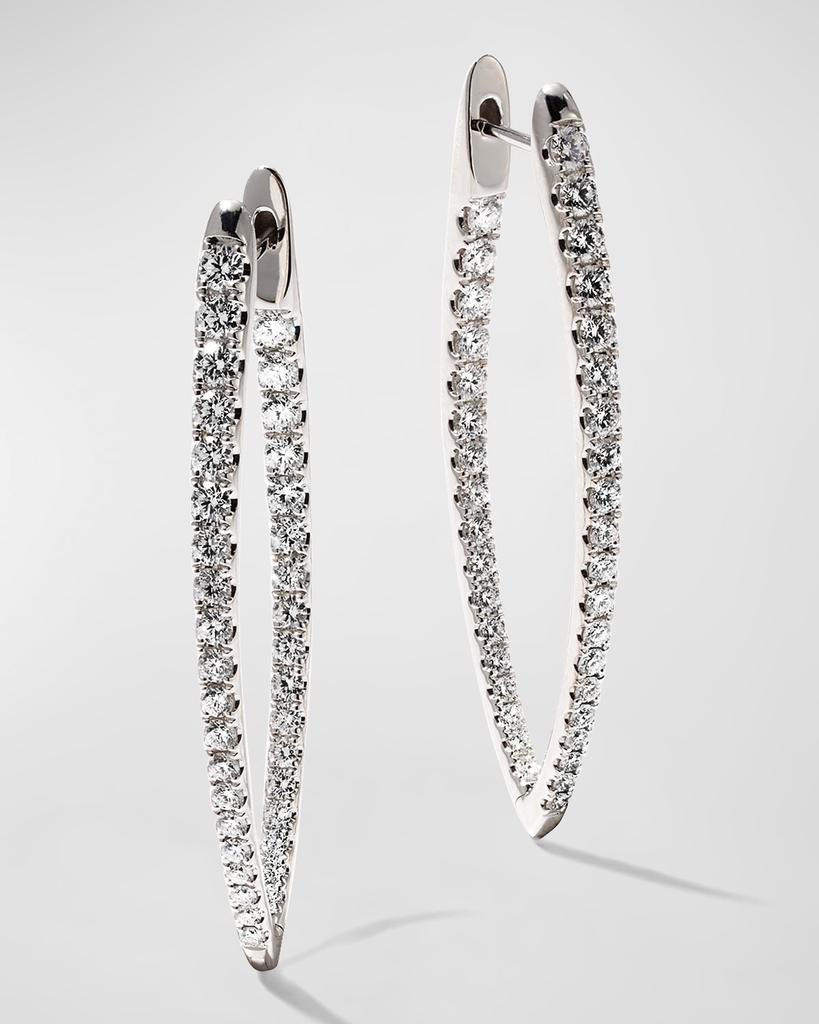 Memoire 18k White Gold Diamond Imperial Hoop Earrings, 1.66tcw