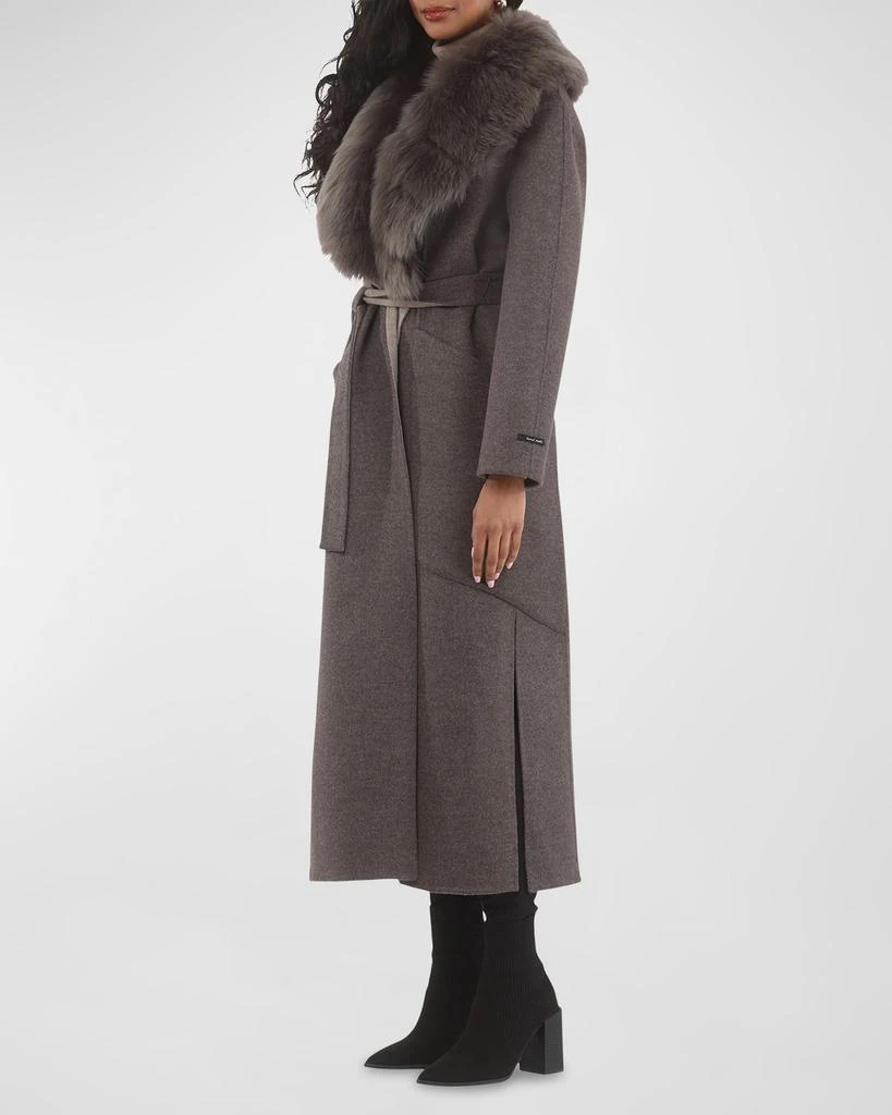 Gorski Belted Cashmere Wrap Coat with Detachable Merinillo Lamb