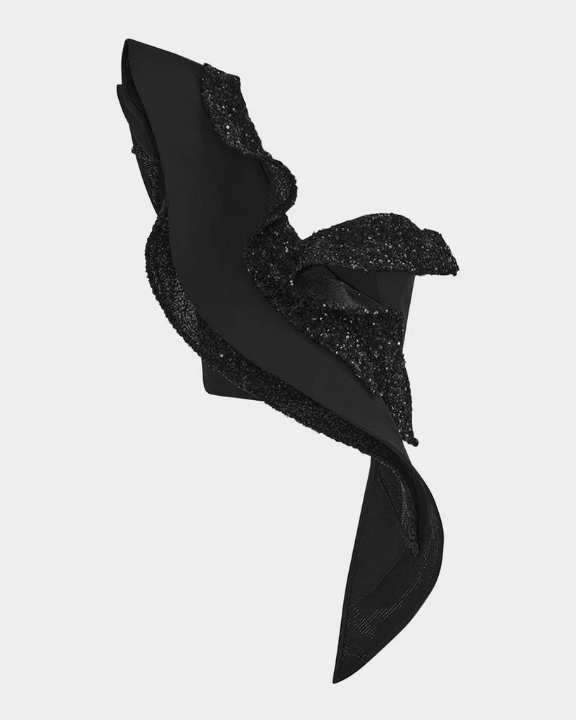 Maticevski Bamboo Sequined Ruffle One-Shoulder Bustier Top 1