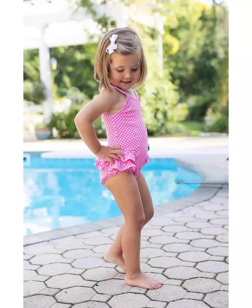 Florence Eiseman Little Girls Gingham Swimsuit with Ruffles and Flower 4
