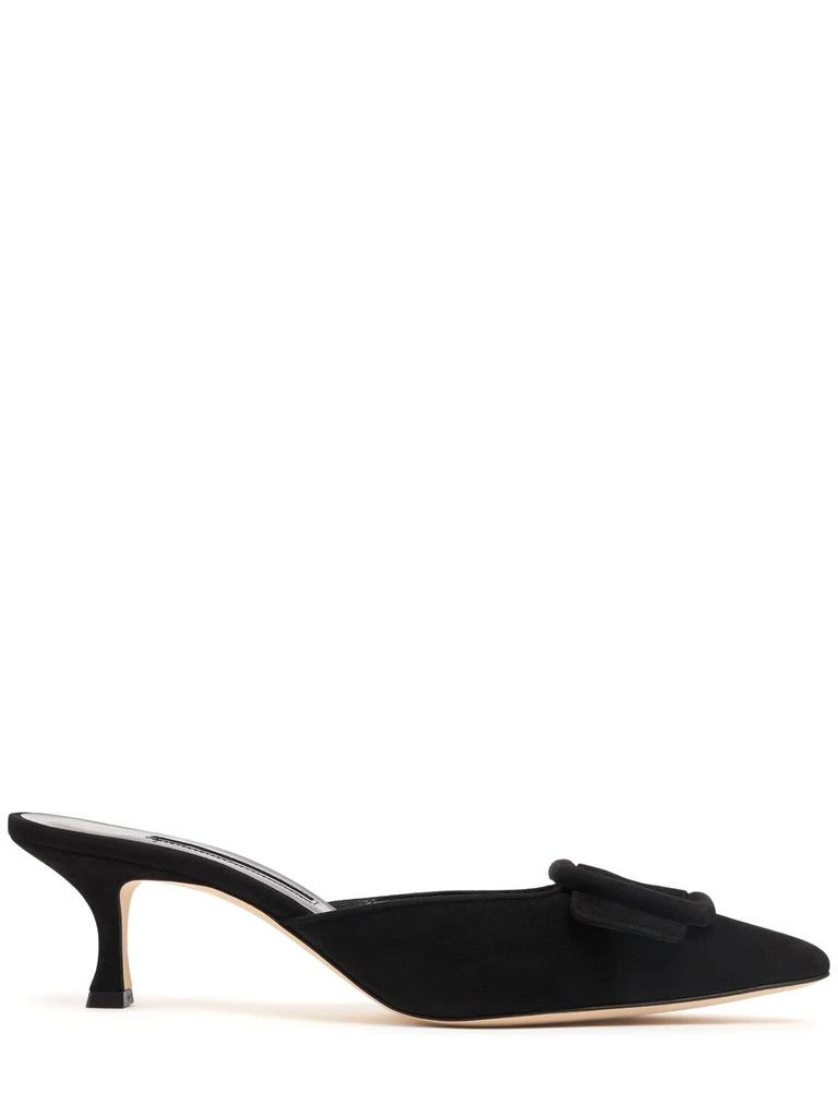 Manolo Blahnik 50mm Maysale Suede Mules 1