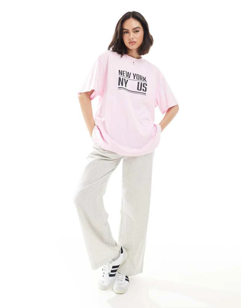 ASOS ASOS DESIGN oversized t-shirt with New York graphic in pink 3