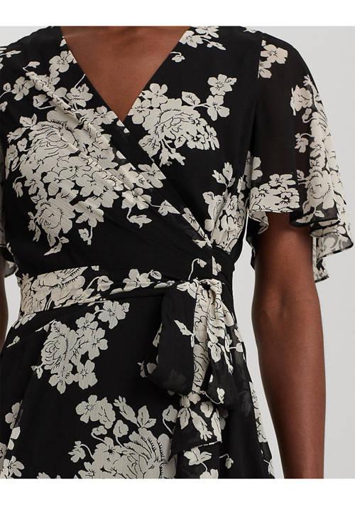 Ralph Lauren 花柄 ベルト ワンピース Floral Belted Crinkle Floral Belted Crinkle Georgette Dress
