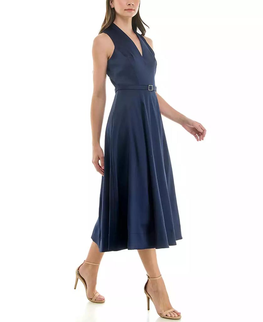 Taylor Women's Sleeveless Belted Mikado A-Line Dress