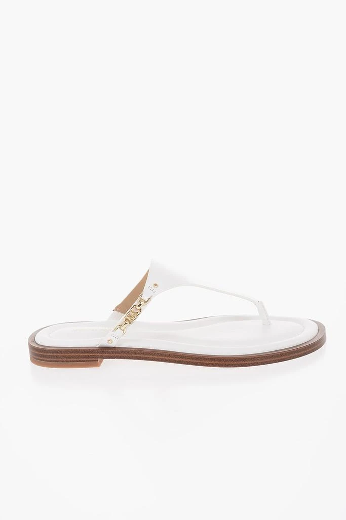 Michael Kors Michael Kors MICHAEL Leather DANIELLA Thong Sandals with Golden-Effect Mo 3
