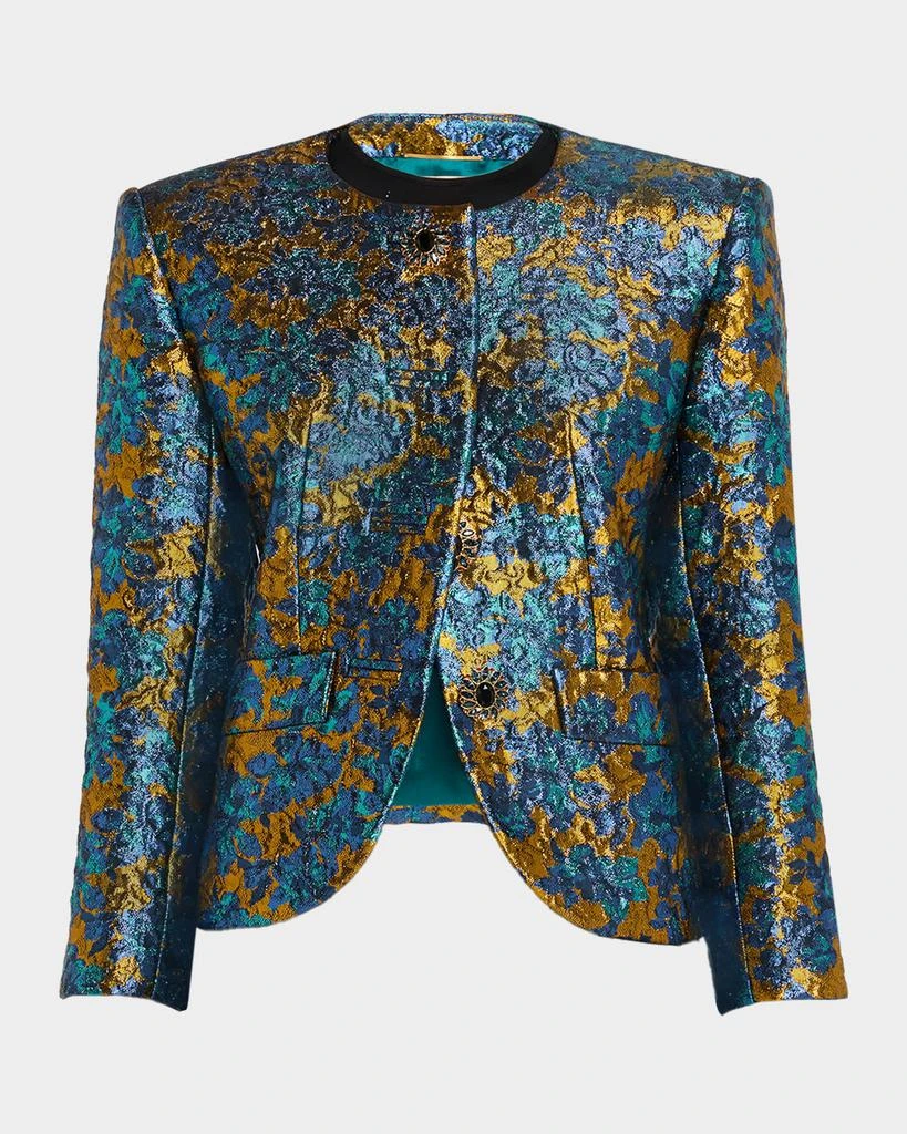 Yves Saint Laurent Metallic Floral Brocade Single-Breasted Jacket 1