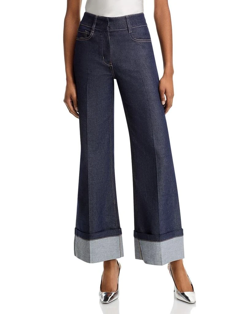 Generation Love Raquelita Sheen High Rise Wide Leg Jeans in Dark Denim Blue 1