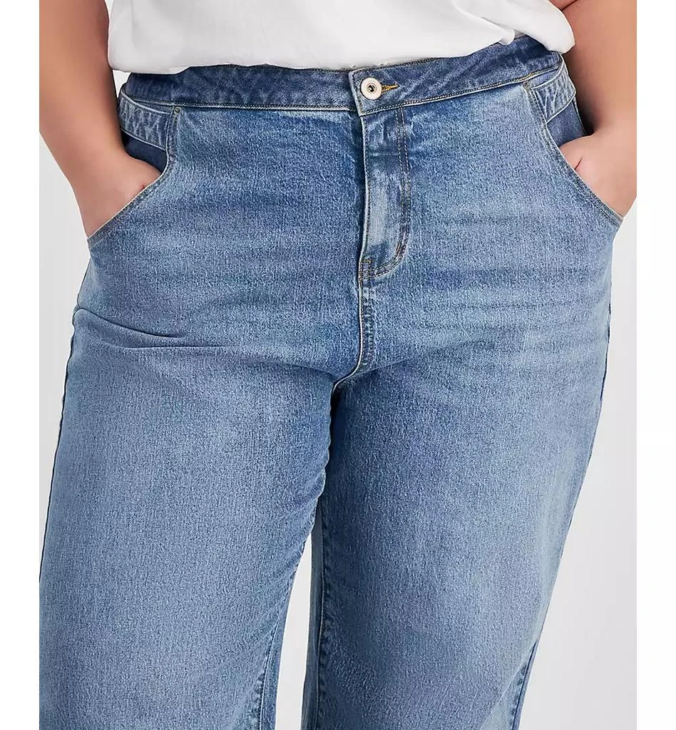 Bar III Trendy Plus Size High-Rise Wide-Leg Light-Wash Jeans, Exclusively at Macy's 5