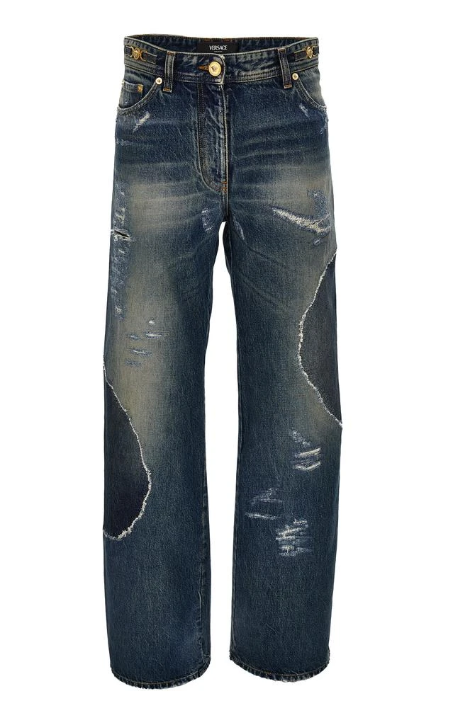 Versace Versace Distressed Rigid Wide-Leg Straight-Leg Jeans - Moda Operandi 1