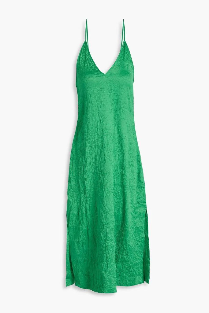 Ganni Crinkled-satin midi dress 1