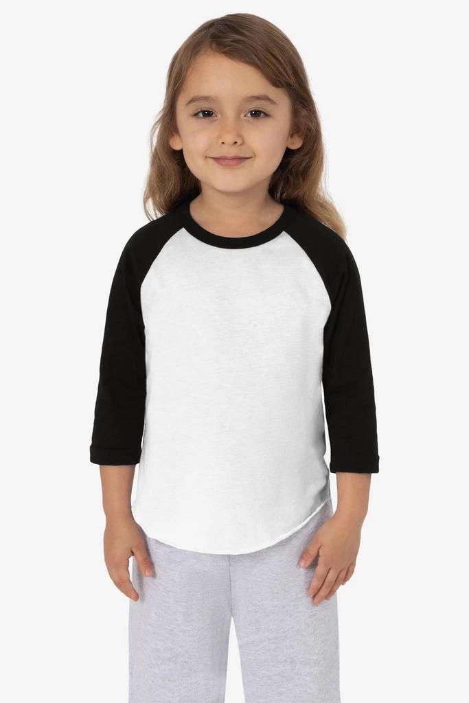 Los Angeles Apparel FF1053 - Toddler 3/4 Sleeve Poly Cotton Raglan 10