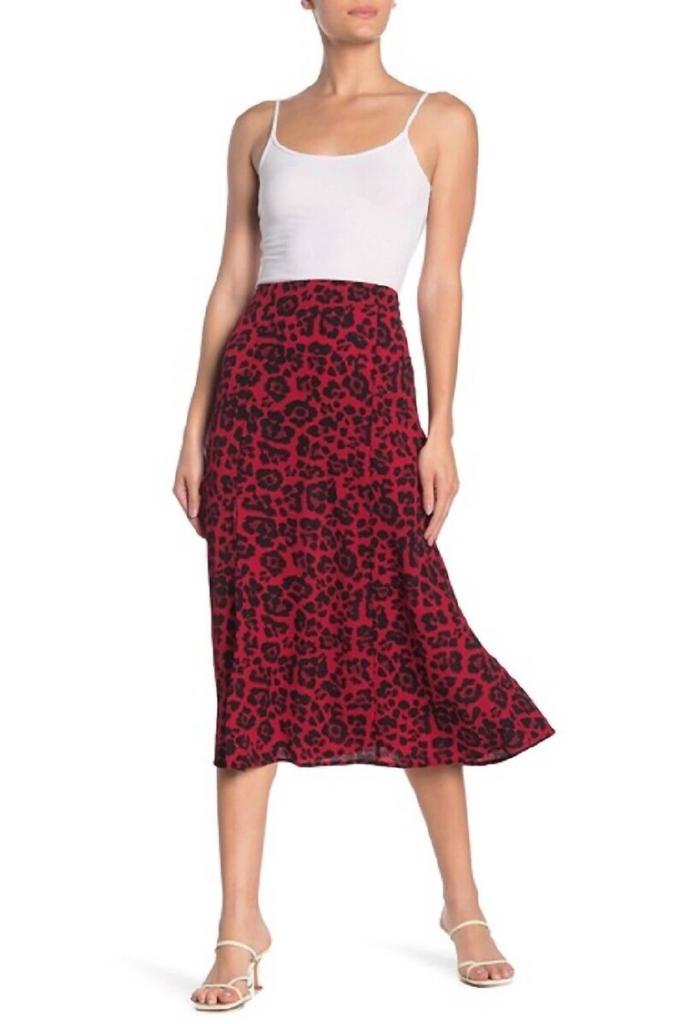 Abound Abound - Animal Print Flare High Rise Crepe Midi Skirt