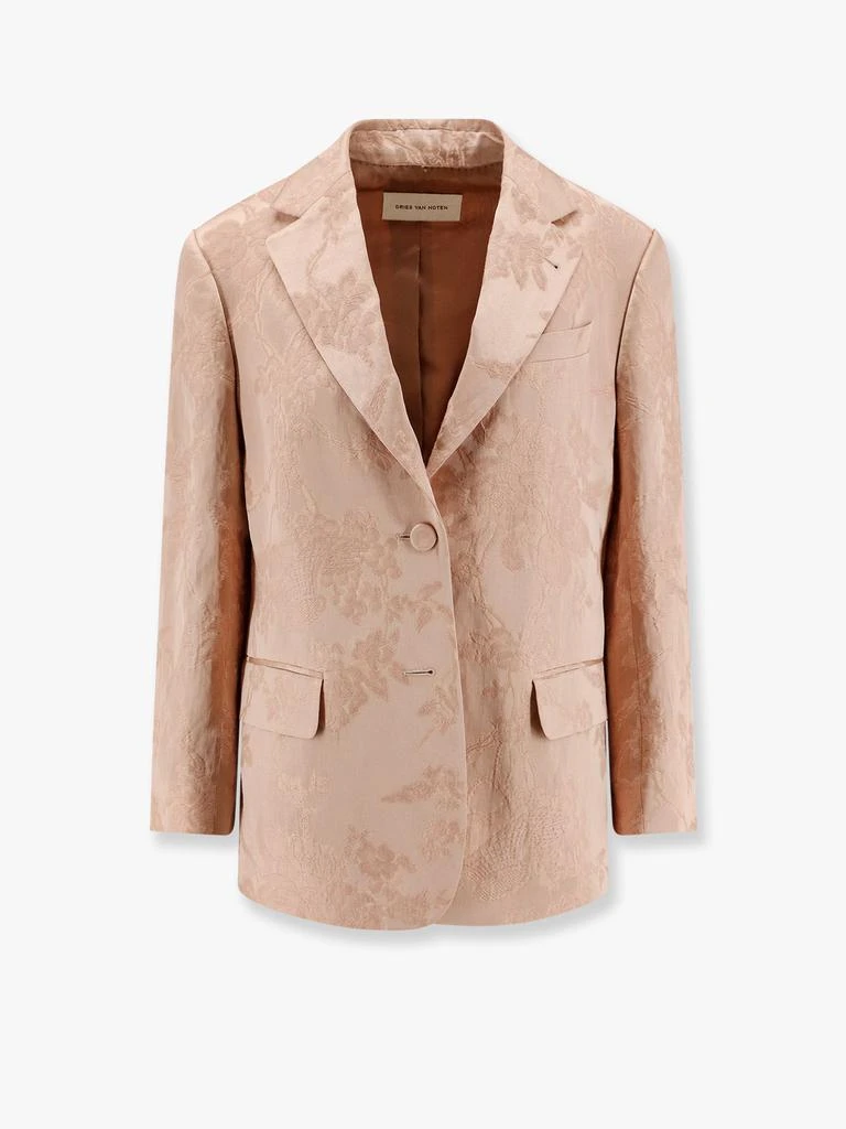 Dries Van Noten Jacquard linen blend blazer with floral motif 1