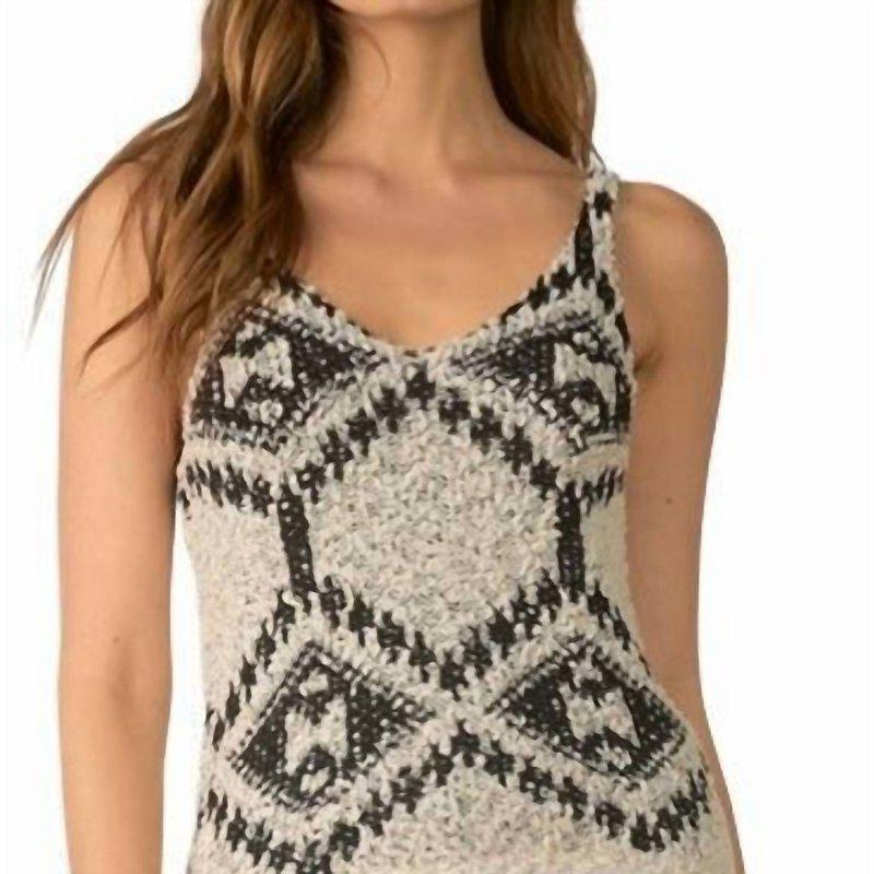 Elan Vneck Aztec Print Sweater Tank