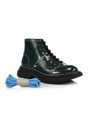 Alexander McQueen Tread Leather Lace-Up Boots 6