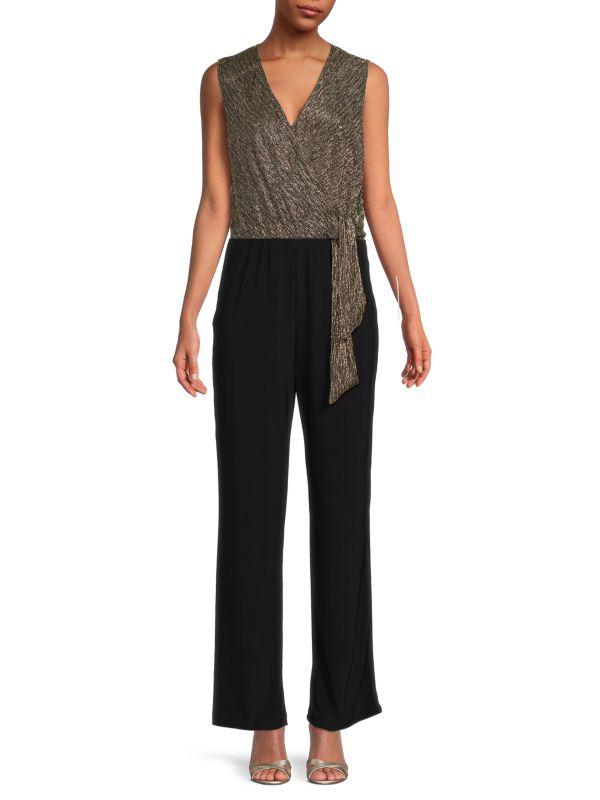 TASH + SOPHIE Metallic Surplice Jumpsuit