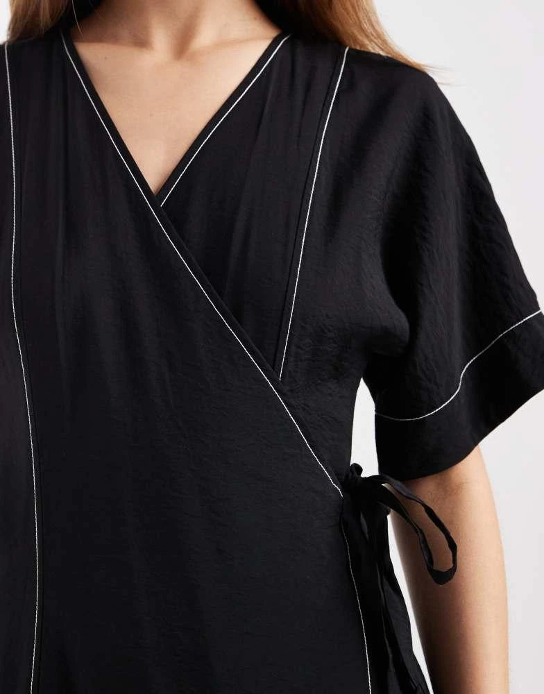 mugler dress black Wrap Detail Shirt Maxi Dress, Cream/Black – Jolie Moi Retail main image 0
