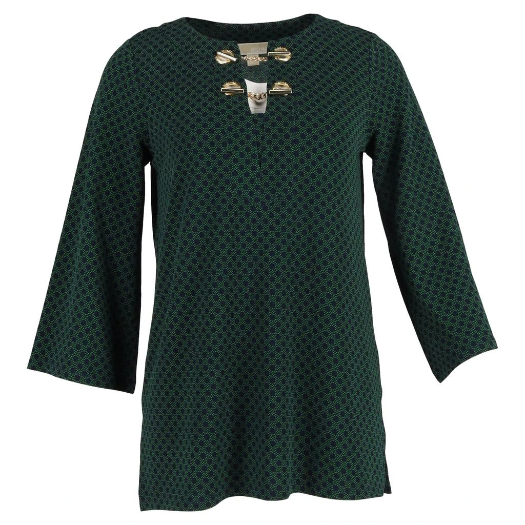 Michael Kors Polka Dot Print with Gold Embellishment Blouse in Green Polyester 1