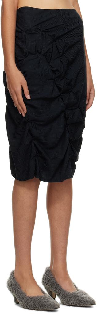 RUI Black Ruched Midi Skirt