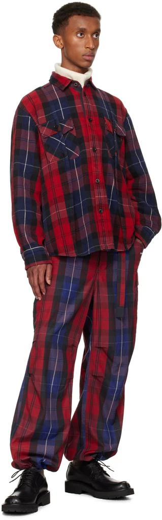 Sacai SSENSE Exclusive Red Plaid Cargo Pants 4