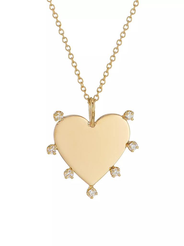 Zoë Chicco Prong Diamonds 14K Yellow Gold &amp; 0.14 TCW Diamond Medium Heart Pendant Necklace