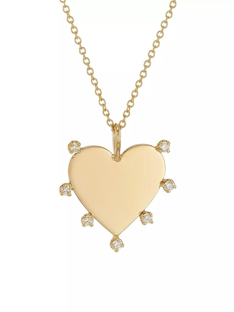 Zoë Chicco Prong Diamonds 14K Yellow Gold & 0.14 TCW Diamond Medium Heart Pendant Necklace 1