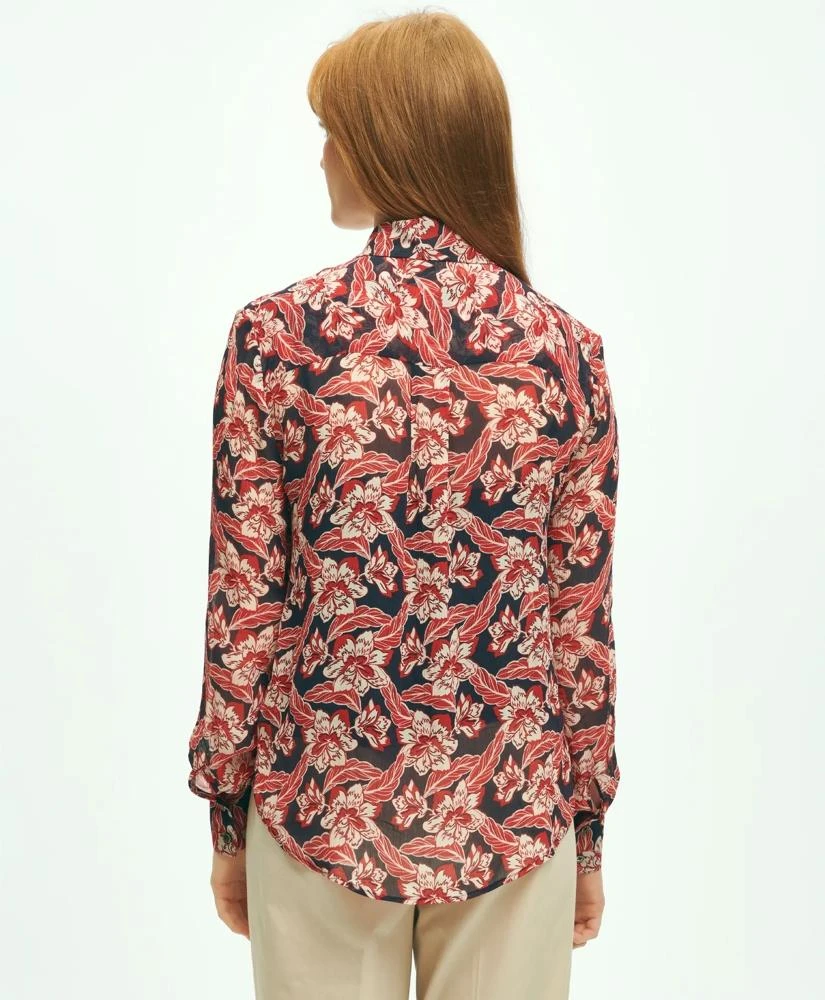 Brooks Brothers Crinkle Chiffon Tropical Floral Print Blouse 4