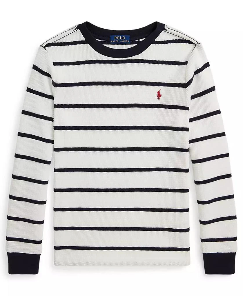 Ralph Lauren Boys 2-7 Striped Waffle Cotton Long-Sleeve T-Shirt