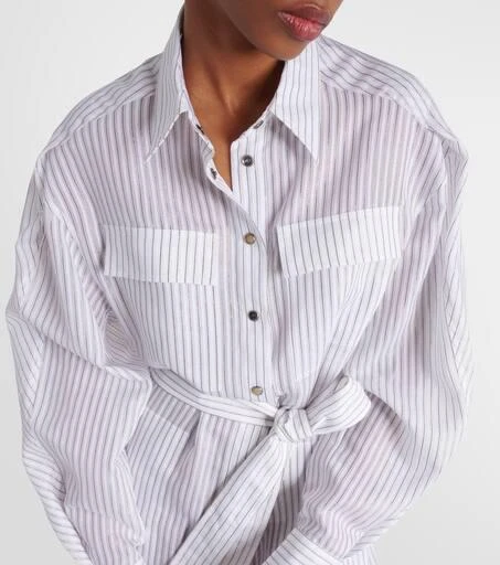 Brunello Cucinelli Striped cotton and silk-blend shirt dress 4