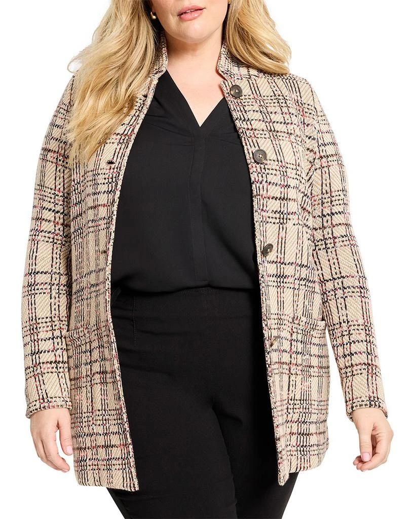 NIC+ZOE Plus Stitchy Plaid Knit Blazer 1