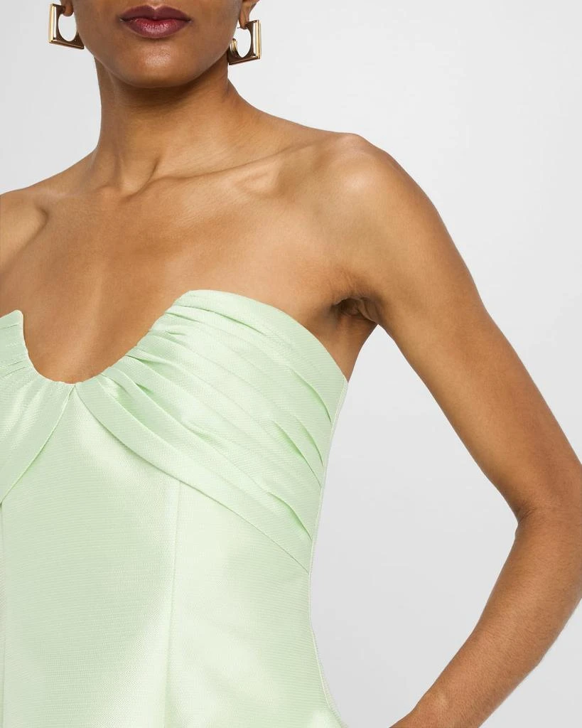 Badgley Mischka Strapless High-Low Pique Gown 5