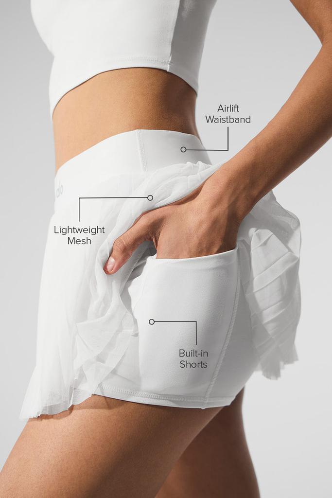 ミニスカート [Alo Yoga] Mesh Baseline Tennis Skirt Alo Mesh Baseline Tennis Skirt - White - Dresses & Skirts