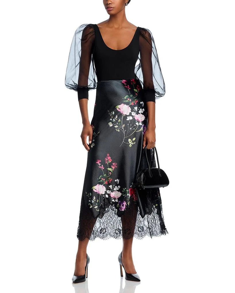 Alice + Olivia Maeve Floral Velvet Midi Slip Skirt 2