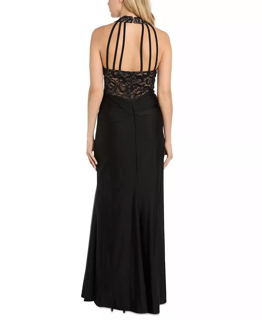 Morgan & Company Women's Sleeveless Lace Corset Gown