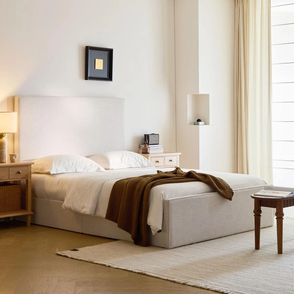 Streamdale Furniture Streamdale Lucas Tall Upholstered Bed - King, Textured Ivory Canvas 2