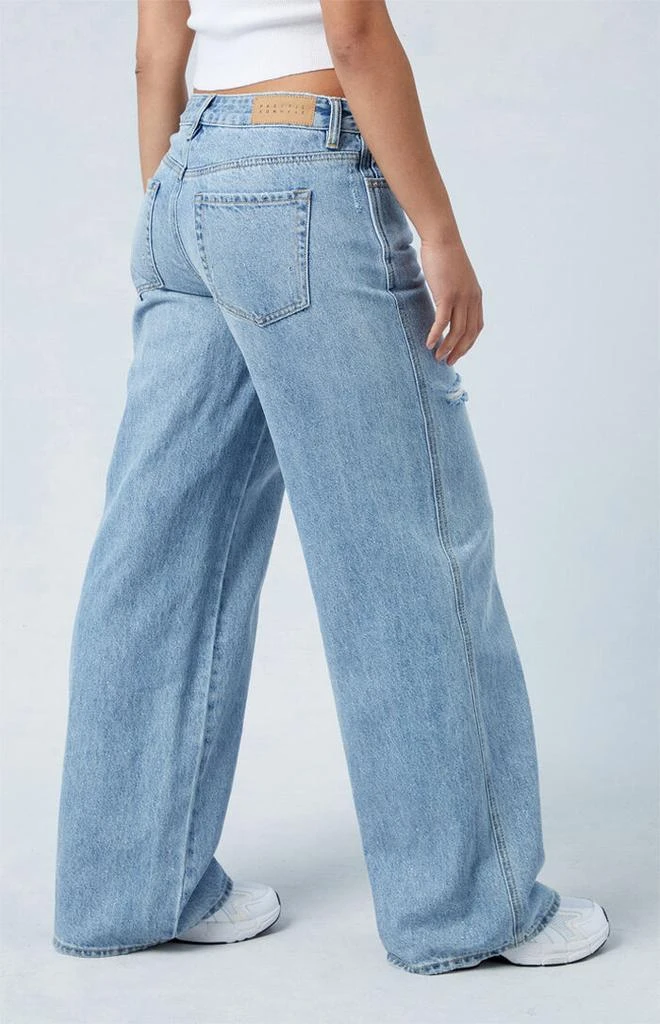 PacSun Eco Light Indigo Glitter Low Rise Baggy Jeans 2