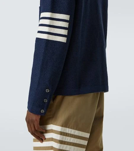 Thom Browne 4-Bar linen and cotton-blend cardigan 7