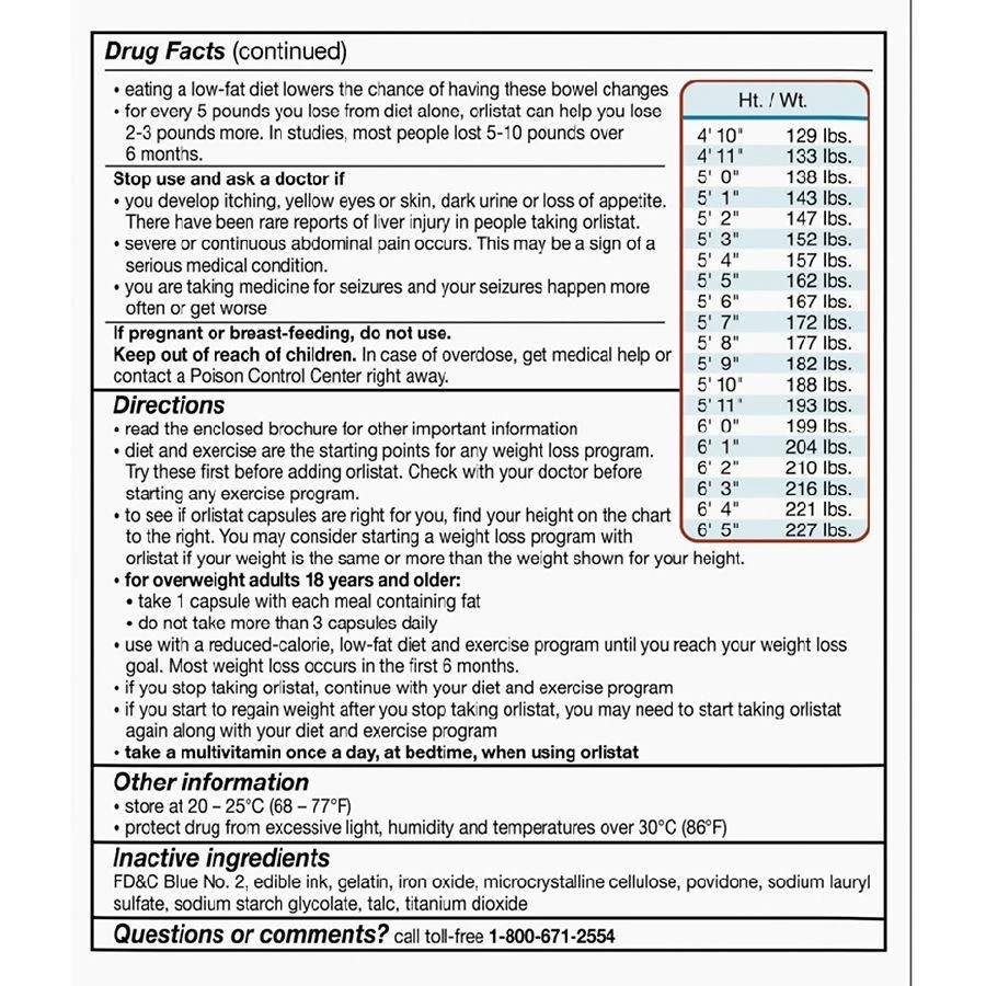 Alli Diet Weight Loss Supplement Pills, Orlistat 9