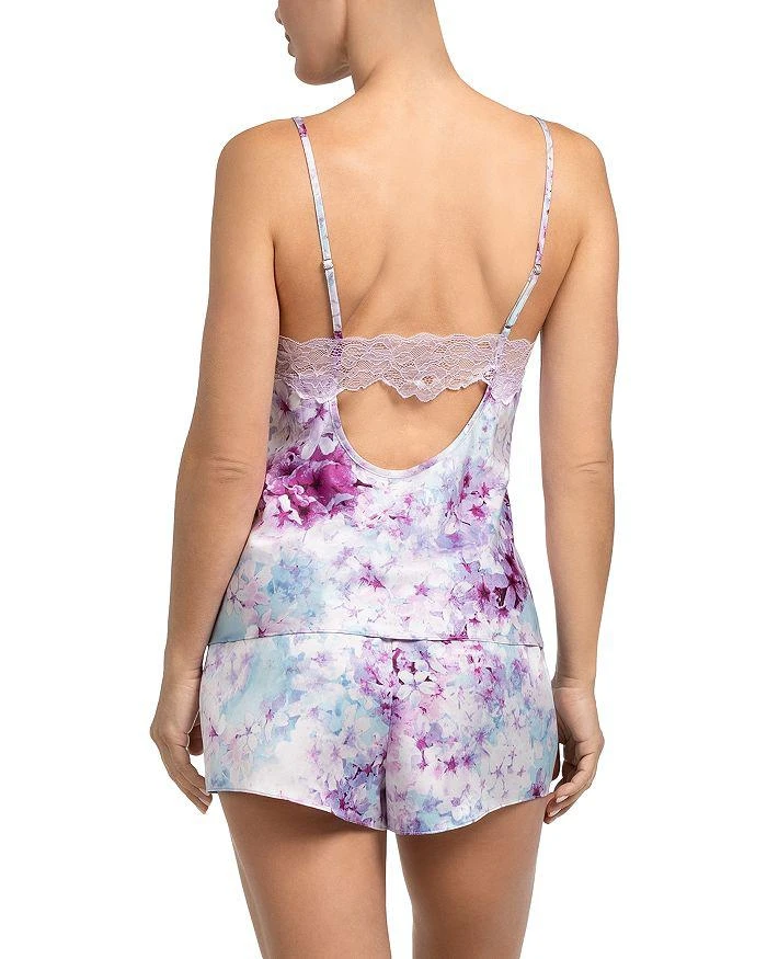 In Bloom Floral Print Satin Lace Cami & Shorts Pajama Set 2