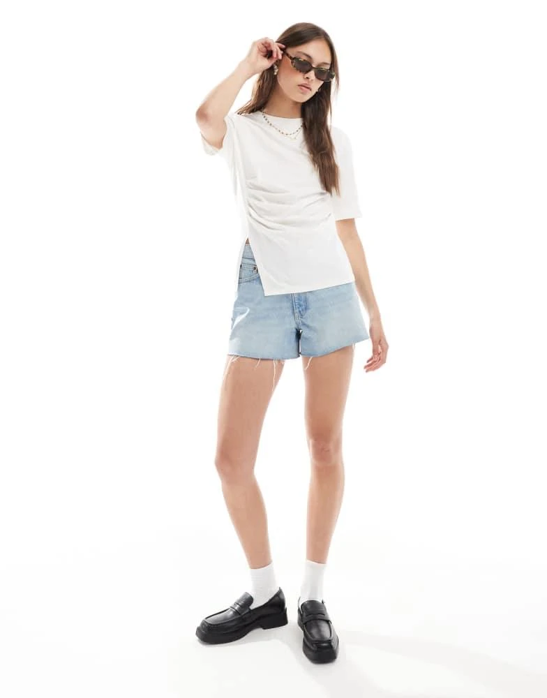 Object Object corset waist t-shirt with split in white 2