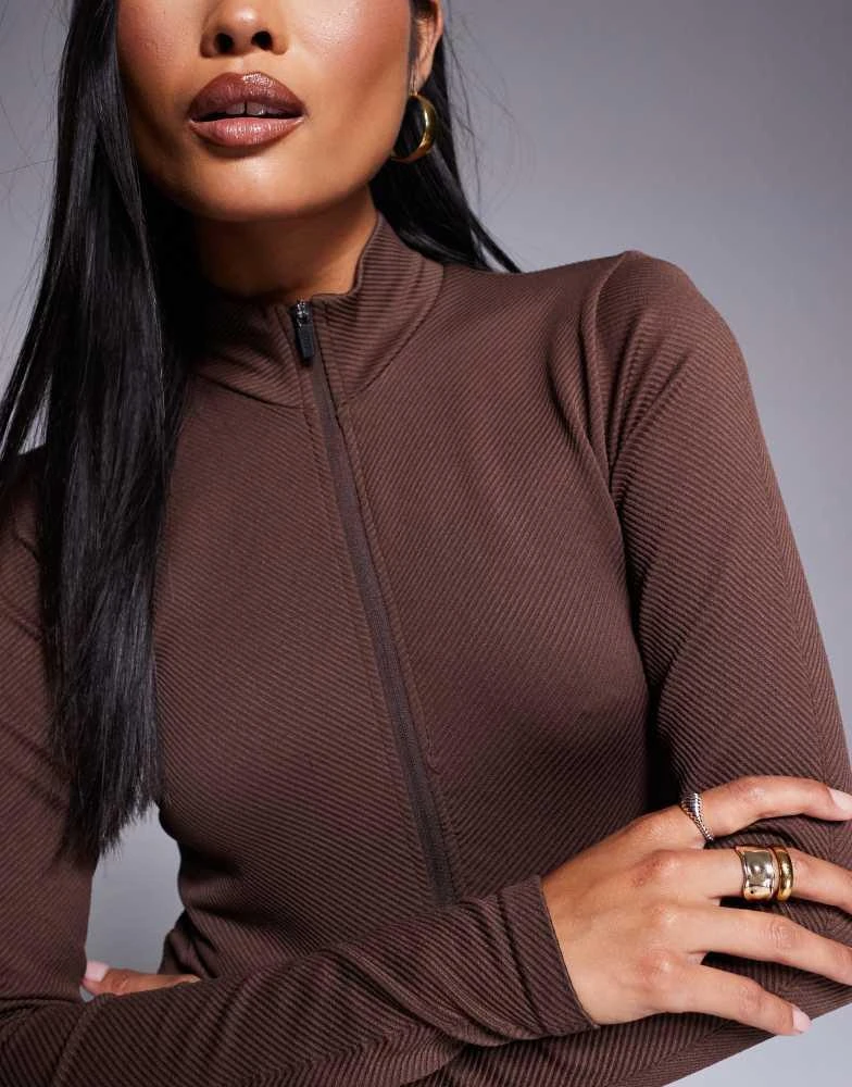 ASOS 4505 Petite Ski seamless thermal base layer all in one in caramel 3