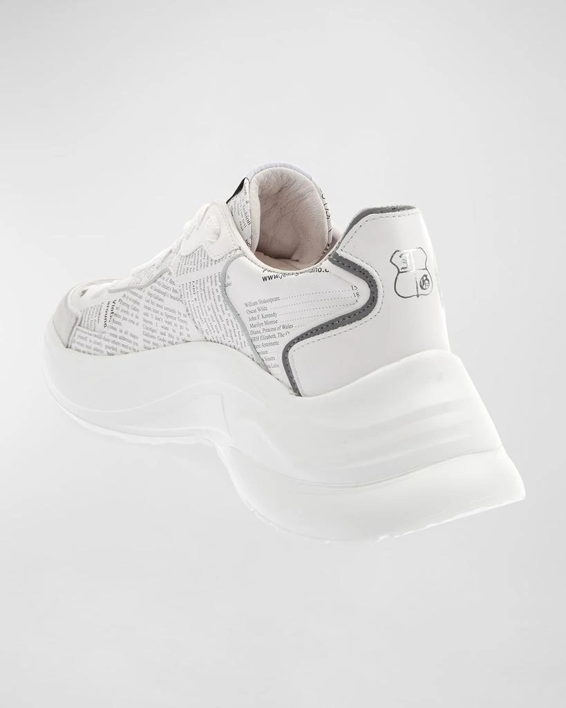 John Galliano Paris Men's Gazette Newspaper-Graphic Chunky Sneakers 4
