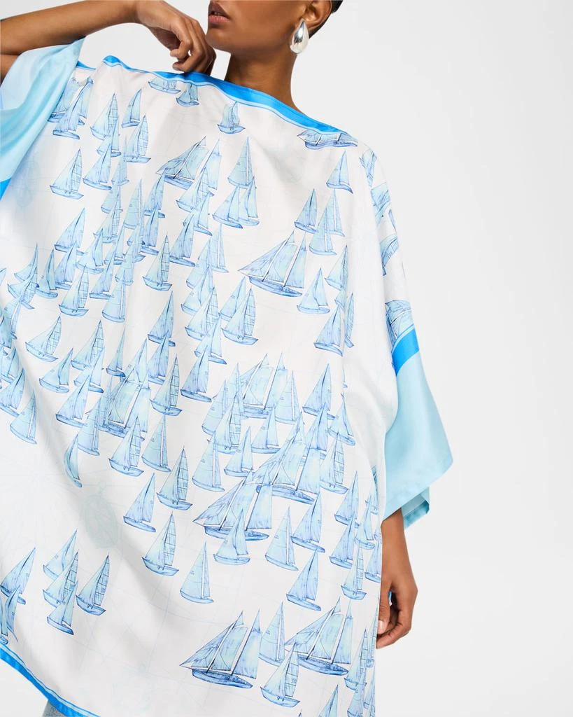 Rani Arabella Blue Boat Hand-Printed Silk Kaftcan 5