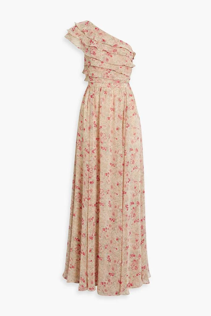 MIKAEL AGHAL One-shoulder ruffled floral-print chiffon maxi dress 1