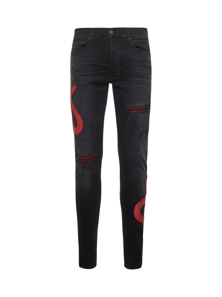 AMIRI Amiri Snake Printed Distressed Jeans 1