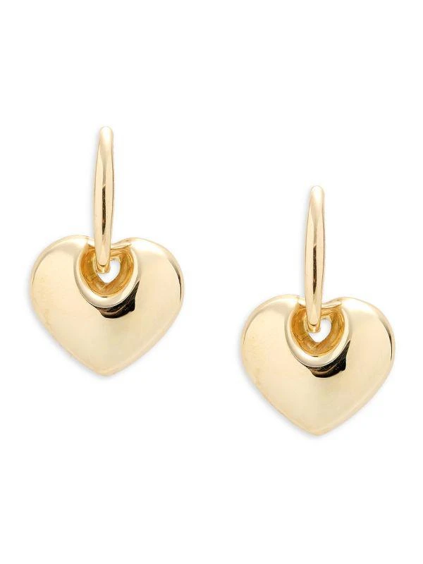 Saks Fifth Avenue 14K Yellow Gold Heart Hoop Earrings 1