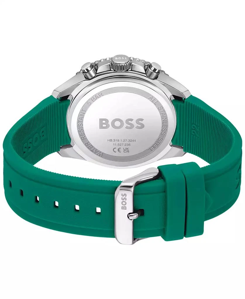 Hugo Boss Men's Runner Quartz Chronograph Green Silicone Watch, 44mm 3