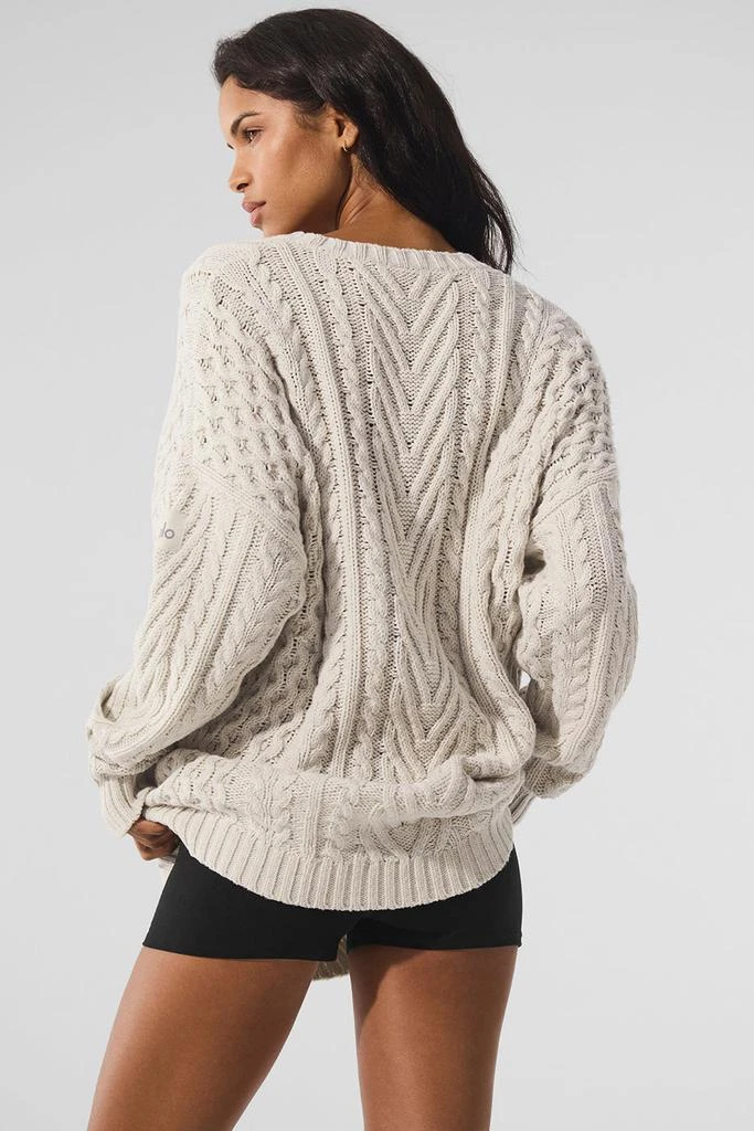 Alo Cable Knit Crew Neck Sweater - Bone 2